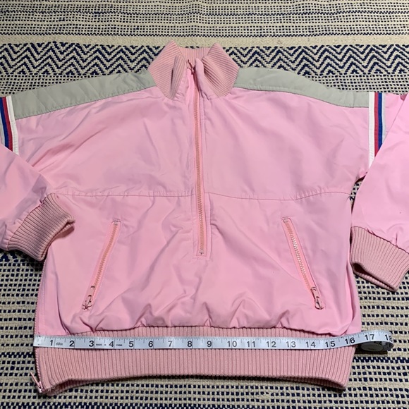 Vintage OSSI SKI-WEAR 3/4 Zip Pullover Pink w/stripes Lightweight Jacket Size M - Picture 6 of 6